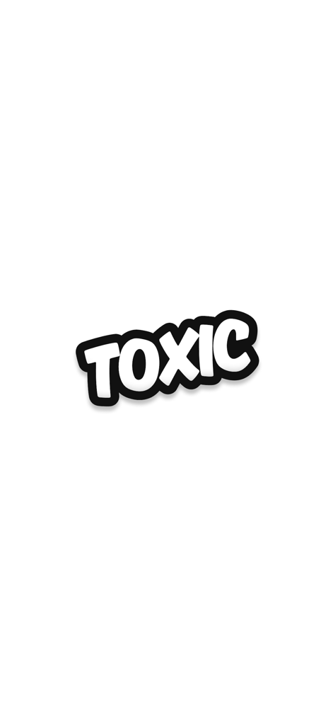 Toxic: Followers Tracker - Le logo de l'application Toxic Followers Tracker avec le mot TOXIC en police bulle blanche avec un contour noir sur fond blanc