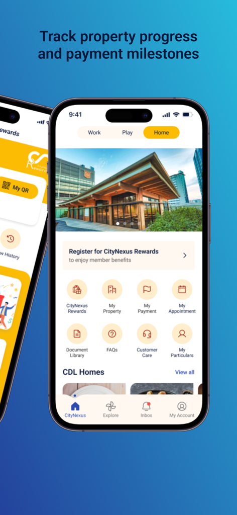 CityNexus-Meet Me in the City - CityNexus mobile app interface for tracking property progress and payment milestones