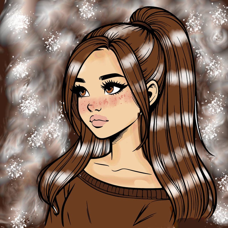 realistic girl with a high ponytail