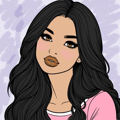 realistic girl with hair on her hair and lips