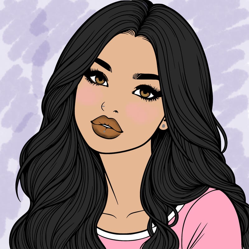 realistic girl with hair on her hair and lips