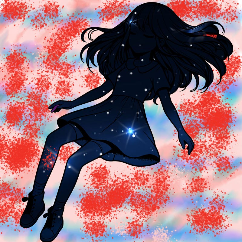 realistic girl floating