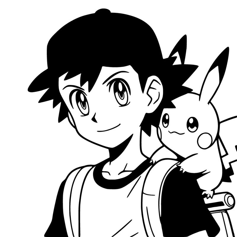 ash with pikachu on his shoulder
