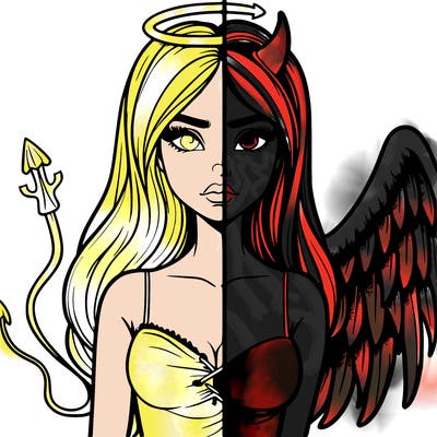 devil vs angel realistic girl