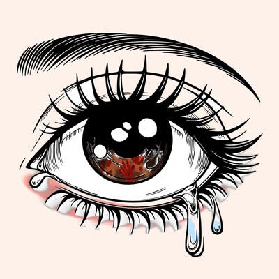 realistic slightly crying eye