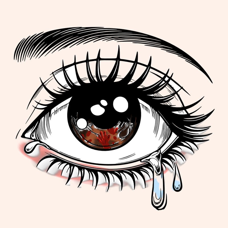 realistic slightly crying eye