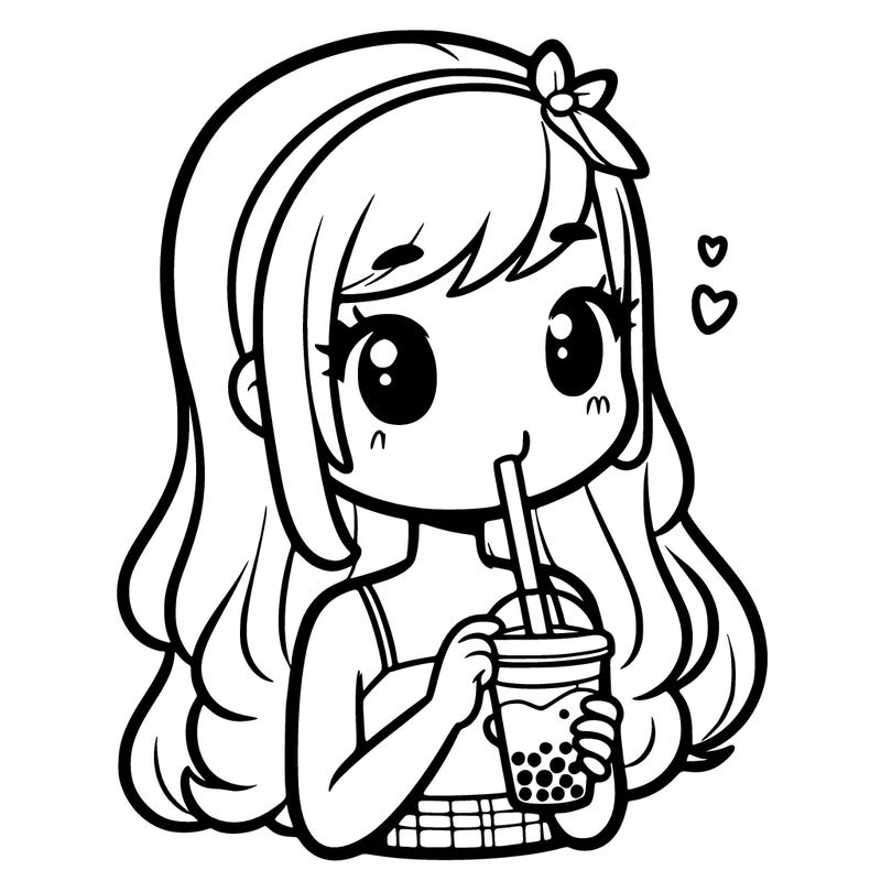 girl drinking boba