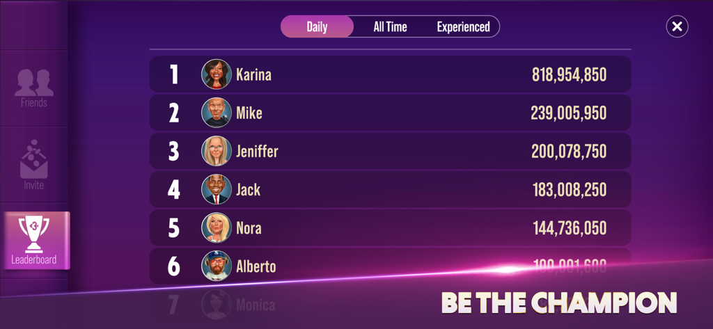 Gin Rummy Extra - Card Game - Gin Rummy Extra daily leaderboard showing top player rankings and scores.