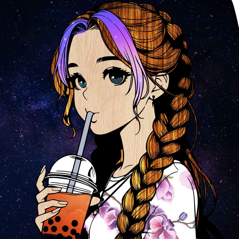 realistic girl with braided hair drinking boba
