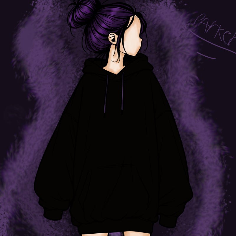 realistic girl with a oversized sweatshirt on and a bun