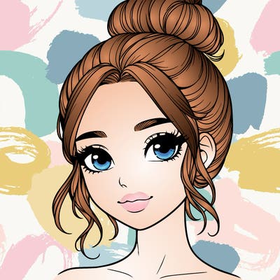 realistic pretty girl with hair in bun