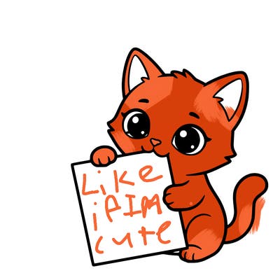 a small cat with a blank sheet of paper in its hand. the cat is sooooooo cute!