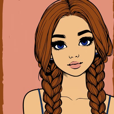 realistic girl with braids