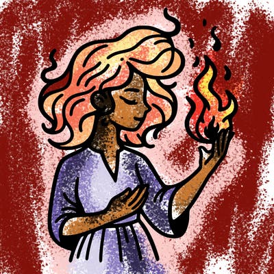woman with fire
