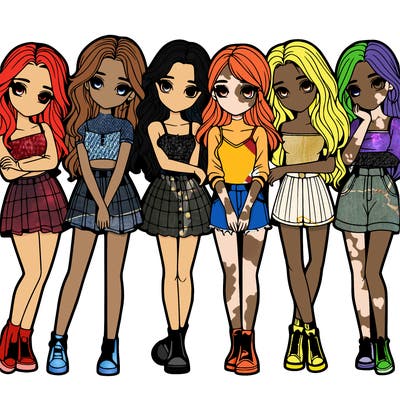 a group of girls realistic