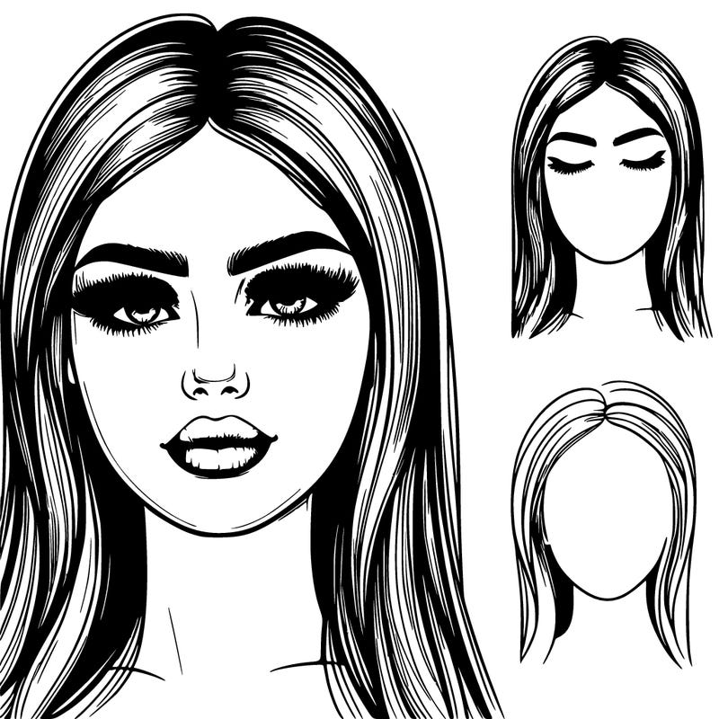 beautiful realistic girl with thin brows and big lips