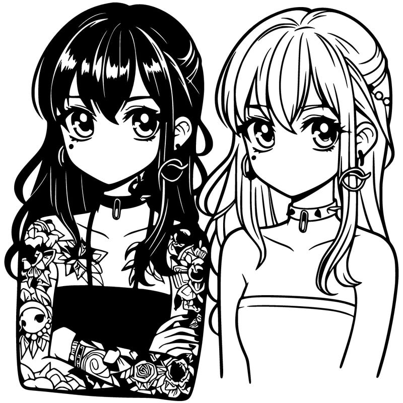 manga girl with tattoo on her