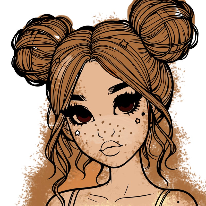 realistic girl with space buns