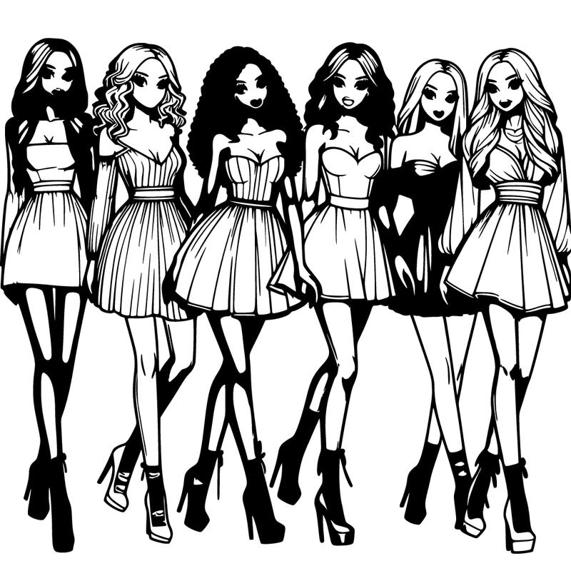 realistic group of pretty black girls fashion heels