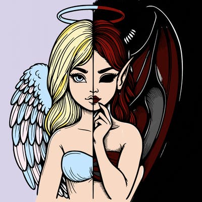 realistic angel half demon