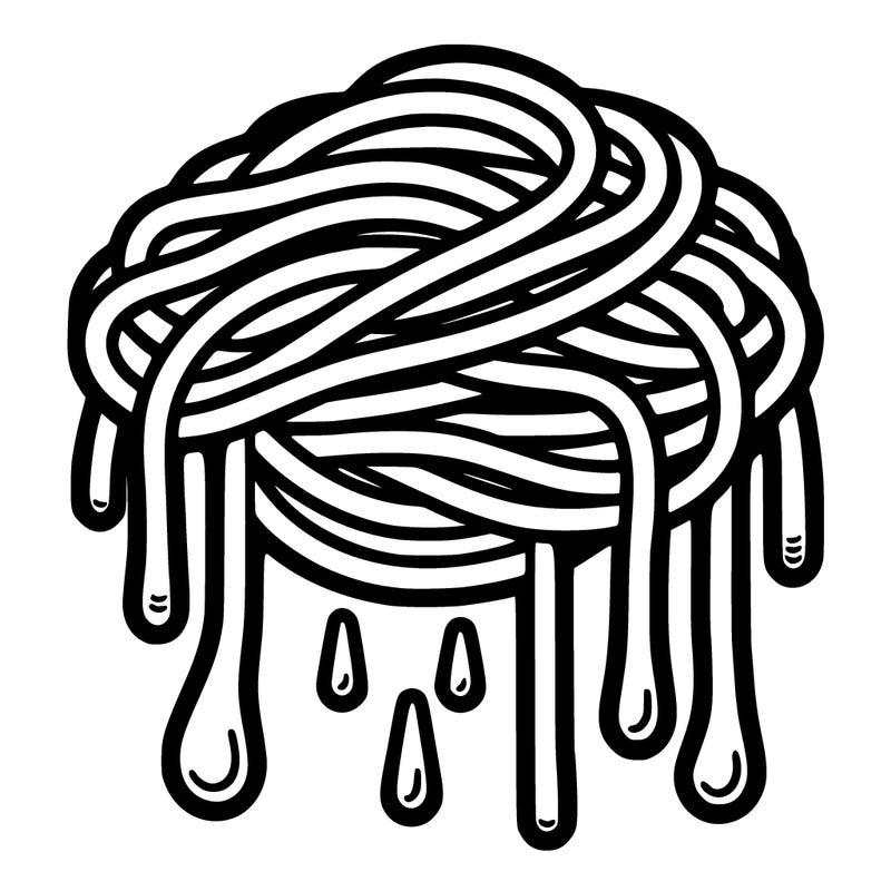 spaghetti: with sauce dripping