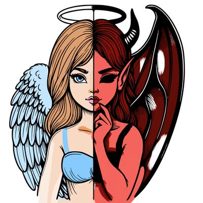 realistic angel half demon