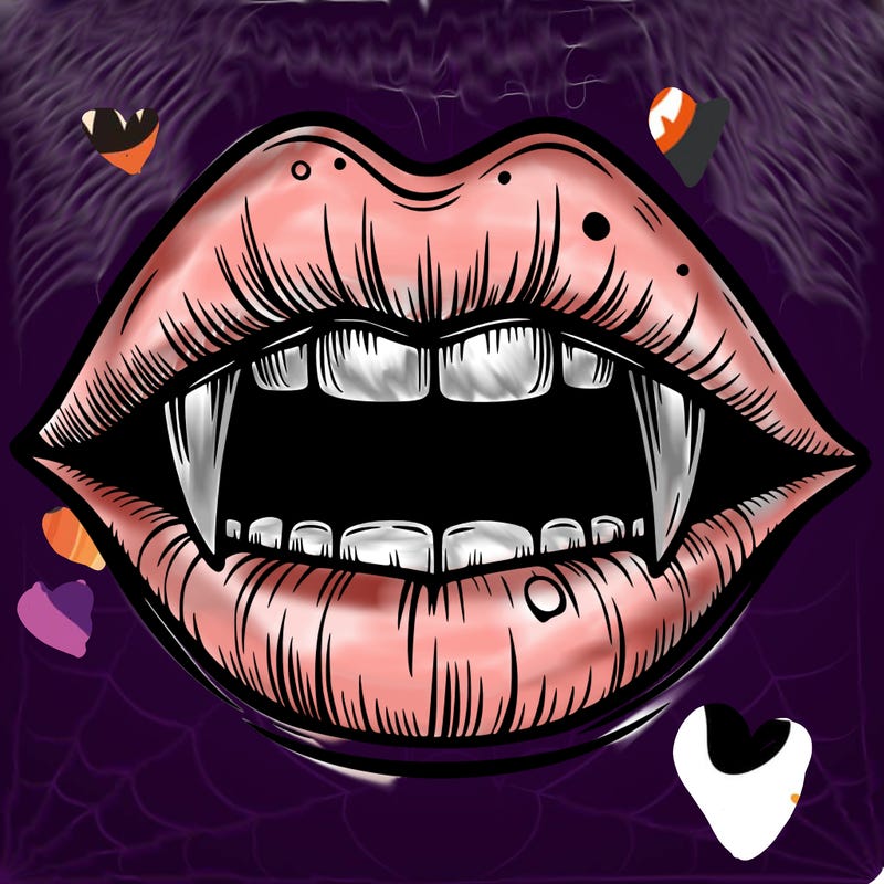 lips with vampire teeth