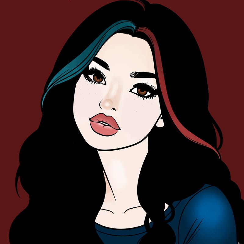 realistic girl with hair on her hair and lips