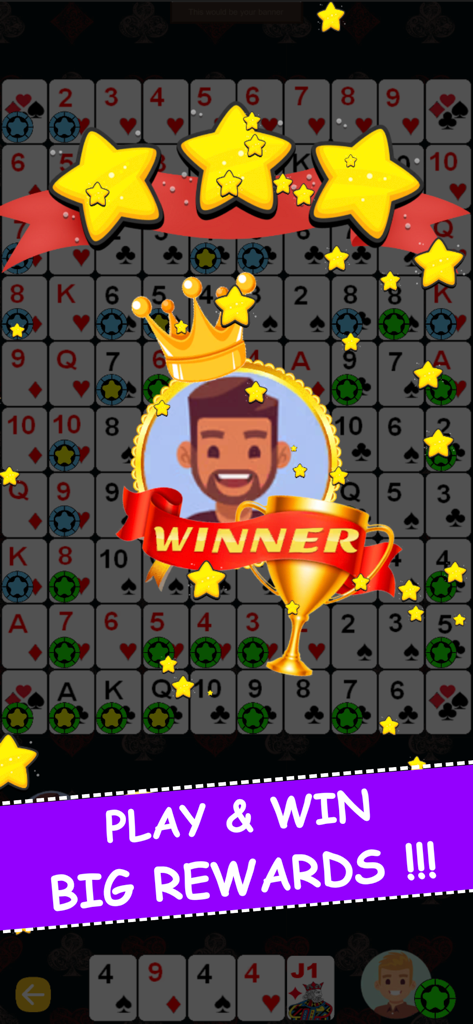 World of Jacks board game winning screen with trophy and player avatar