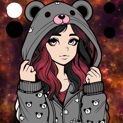 realistic girl in a animal pjs hoodie