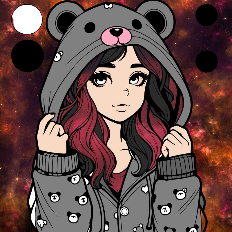 realistic girl in a animal pjs hoodie