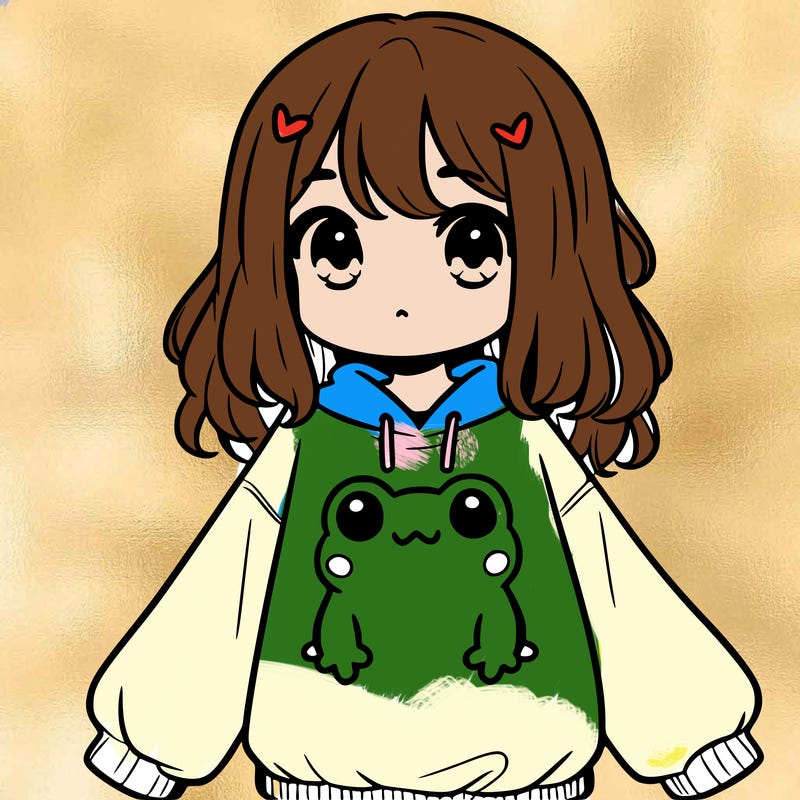 girl wearing frogging sweatshirt
