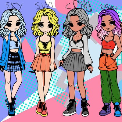 four realistic girls