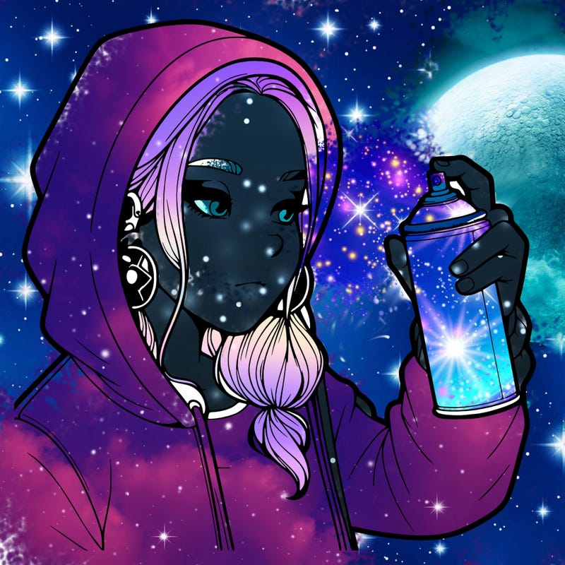 a realistic girl, spray painting