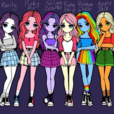 a group of girls realistic