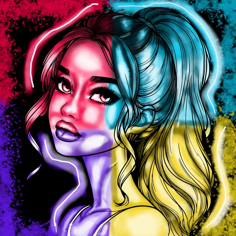 realistic girl with a ponytail on her hair and lips