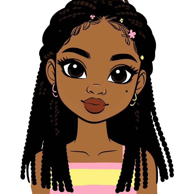 a realistic black girl with braids