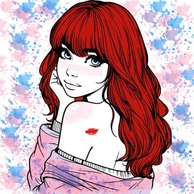 realistic girl with bangs looking over her shoulder