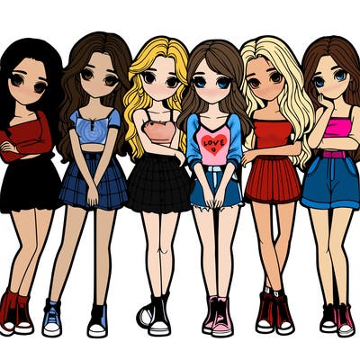 a group of girls realistic