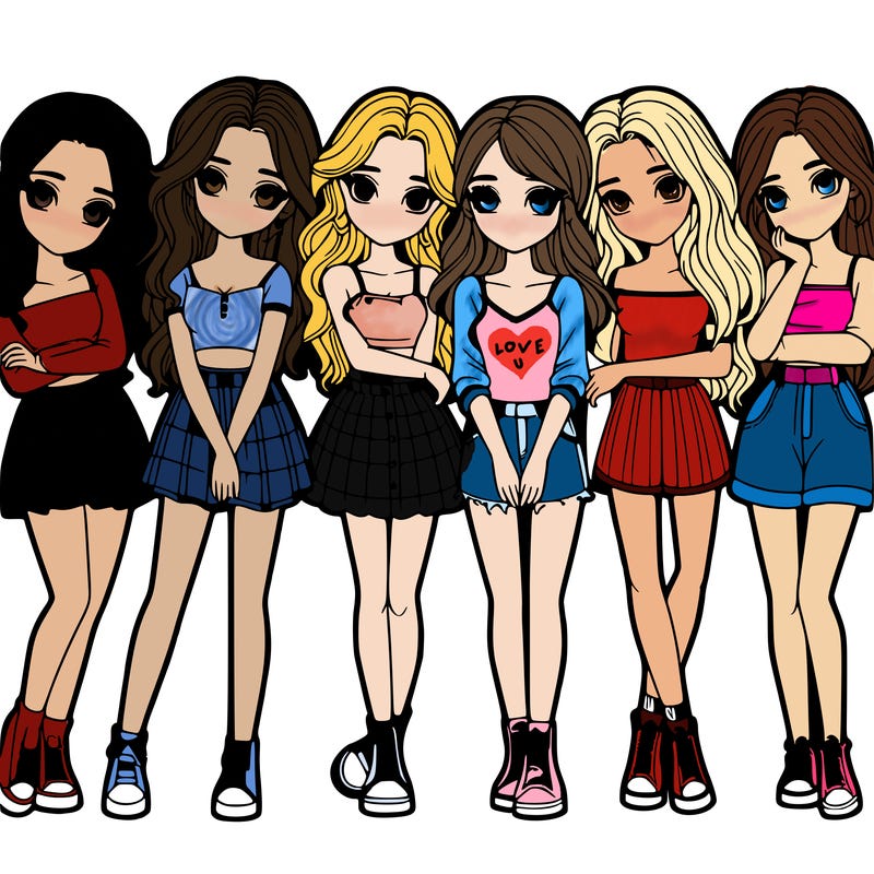 a group of girls realistic
