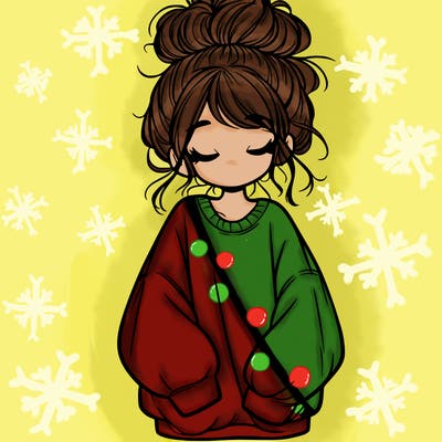 girl with baggy sweatshirt and messy bun