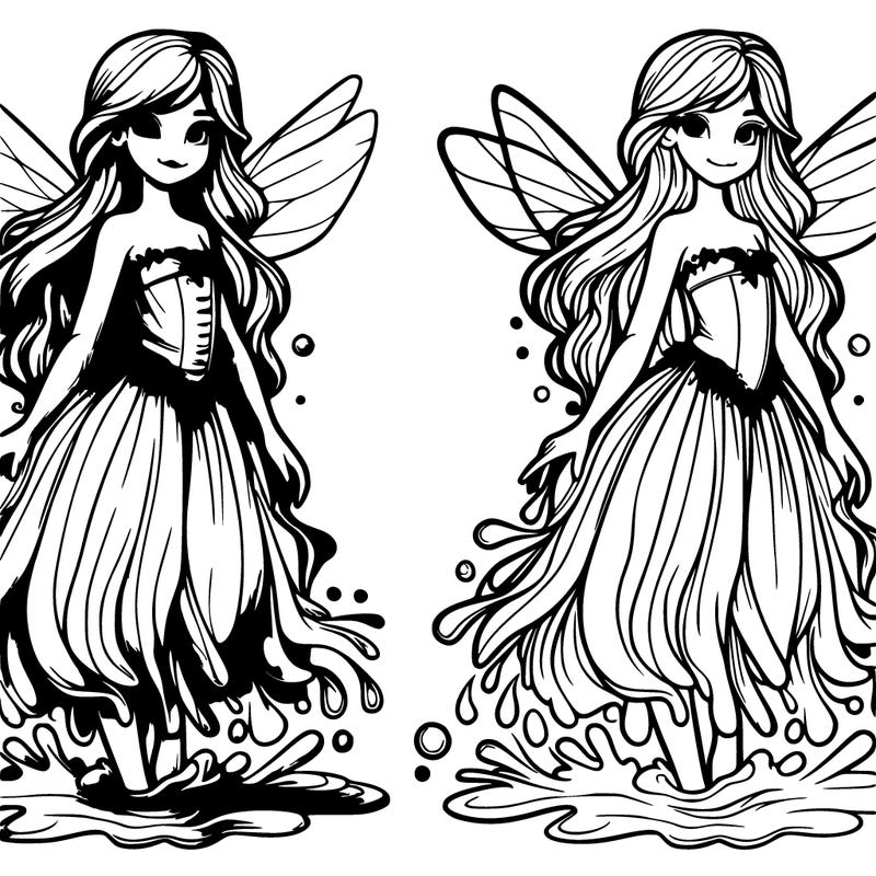 realistic fairy with waterlike dress