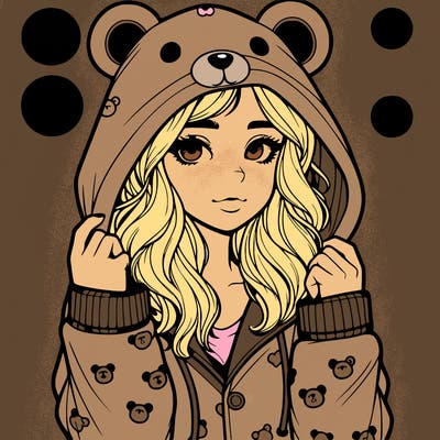 realistic girl in a animal pjs hoodie