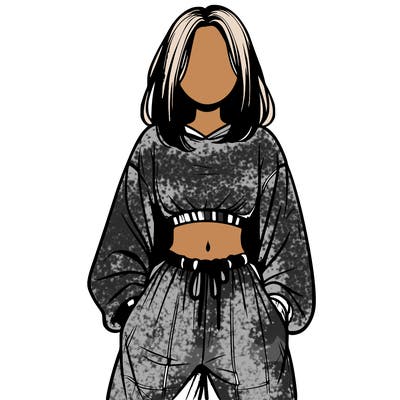 realistic girl faceless with baggy pants and a crop top
