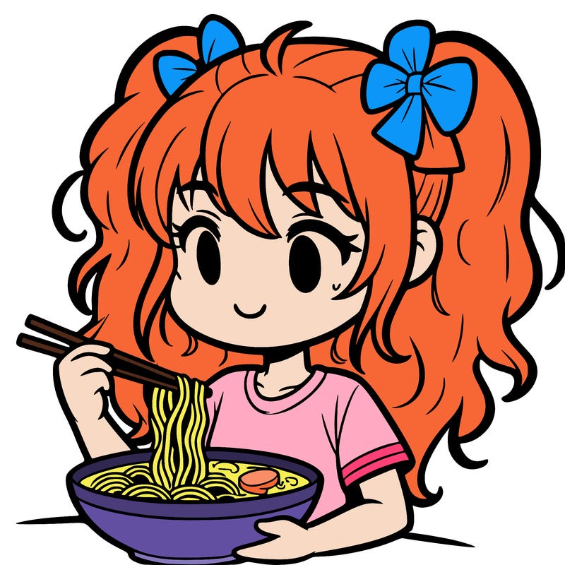 a girl eating ramen