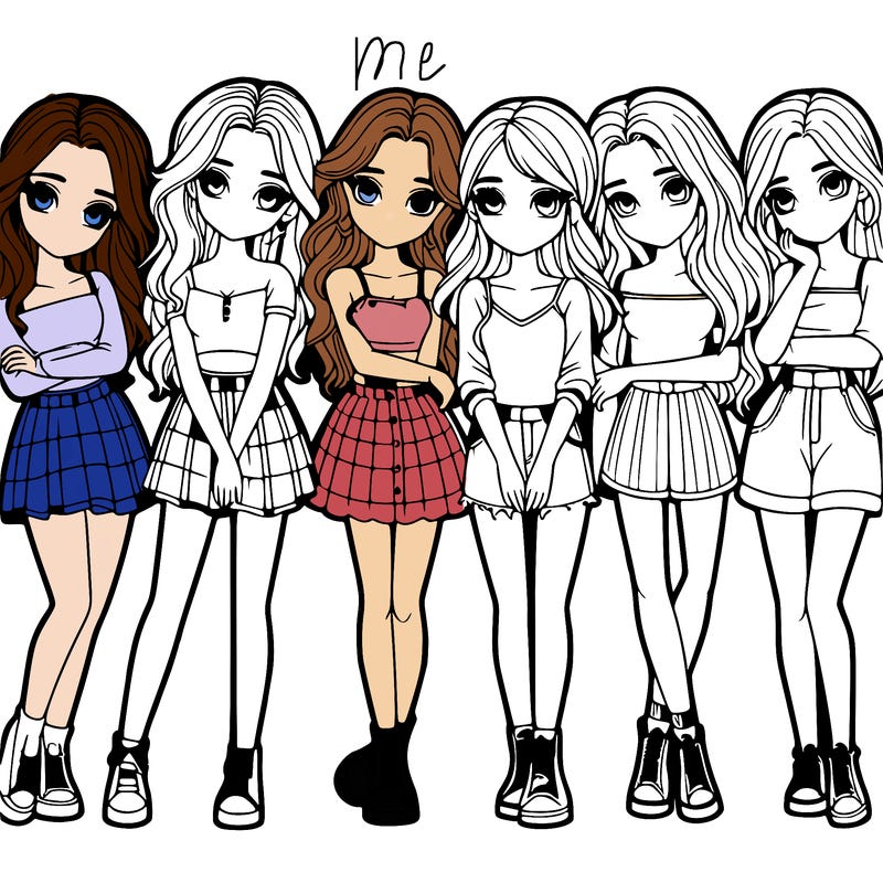 a group of girls realistic