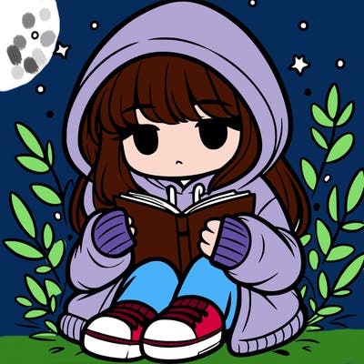 girl in oversized hoodie reading a book