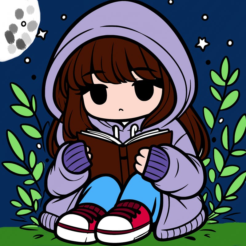 girl in oversized hoodie reading a book
