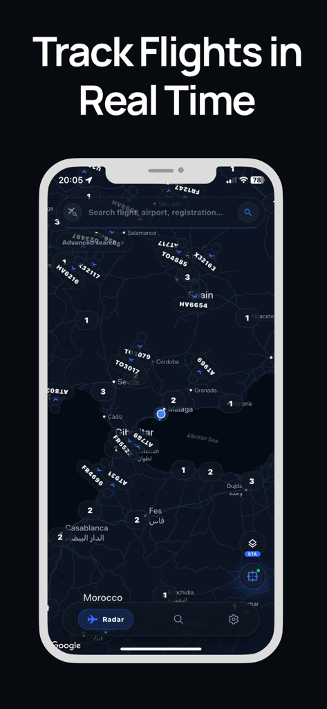 Flight Tracker: Live Air Radar - App di tracciamento voli che mostra le posizioni degli aeromobili in tempo reale su una mappa