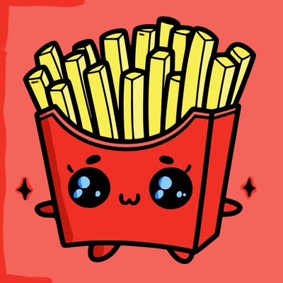 a cute. french fries